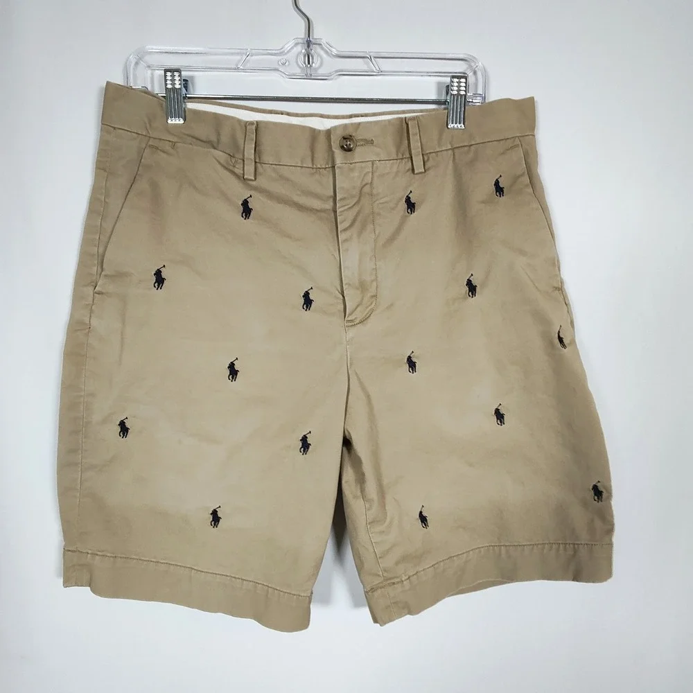Polo Ralph Lauren Chino Shorts Men's 33 Tan Embroidered Pony Stretch Classic